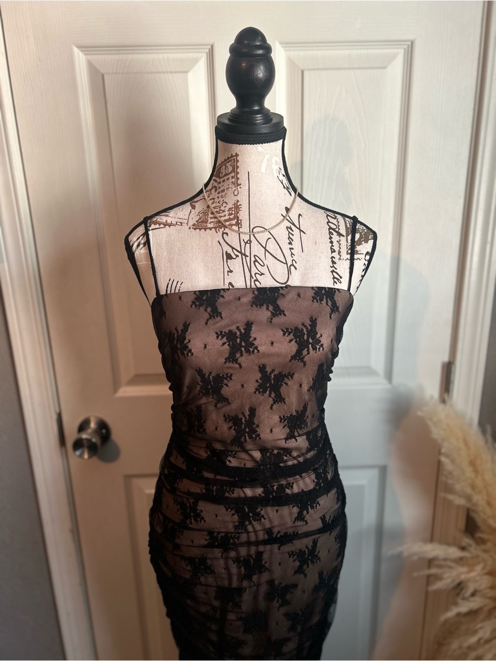 Lovely Day Black Lace Overlay Nude Slip